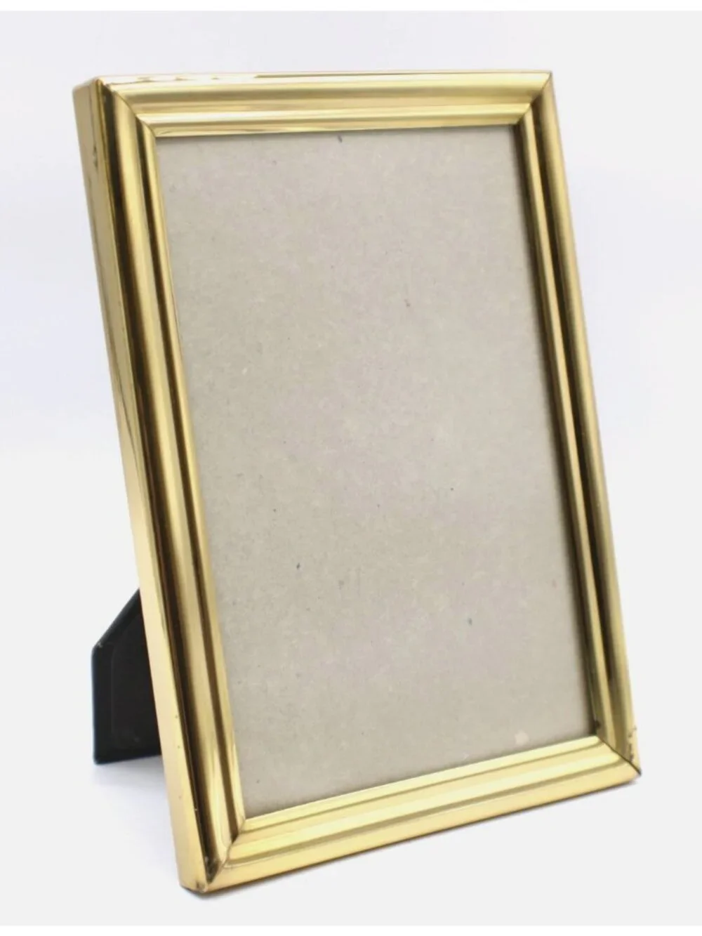 Brass Framed 5x7 Picture Frame Black Easel Back Tabletop Or Wall Display Vtg